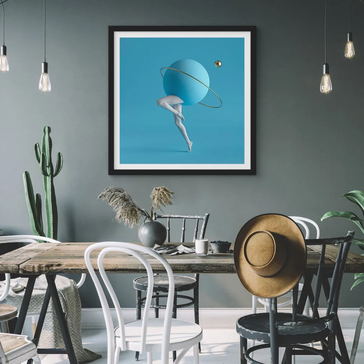 Affiche dans un cadre noir - Poster - Et les planètes deviennent folles - 50x50 cm