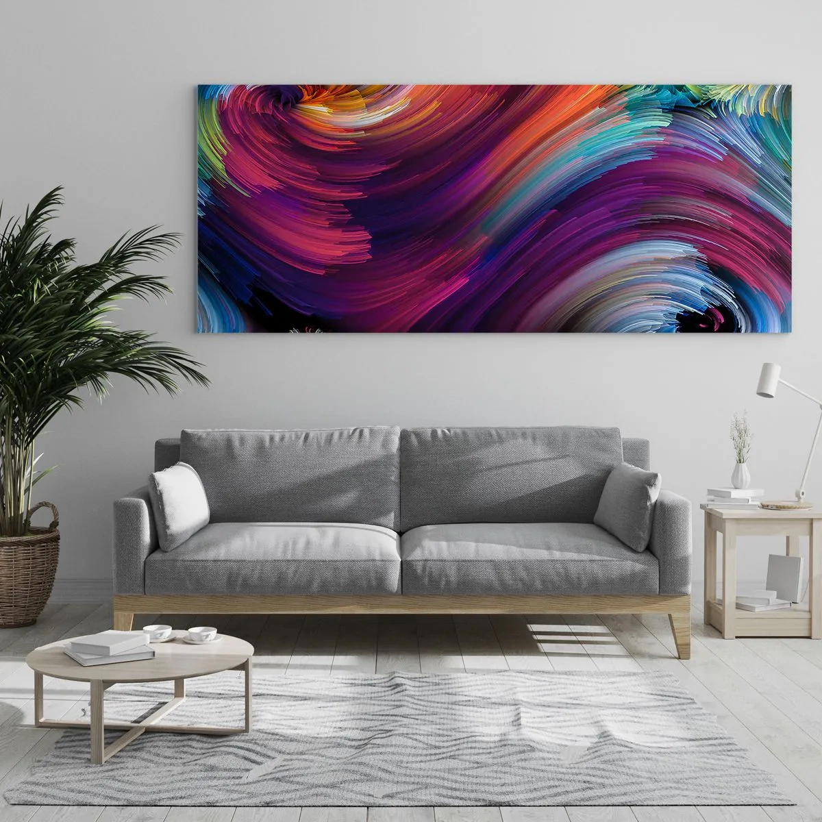 Impression sur verre - Image sur verre - Tourbillons abstraits aux couleurs vibrantes - 120x50cm - Le début d'un nouveau monde - Décoration murale moderne pour le salon et la chambre ARTTOR