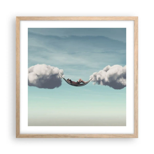Affiche dans un chêne clair - Poster - Instant de bonheur - 50x50 cm