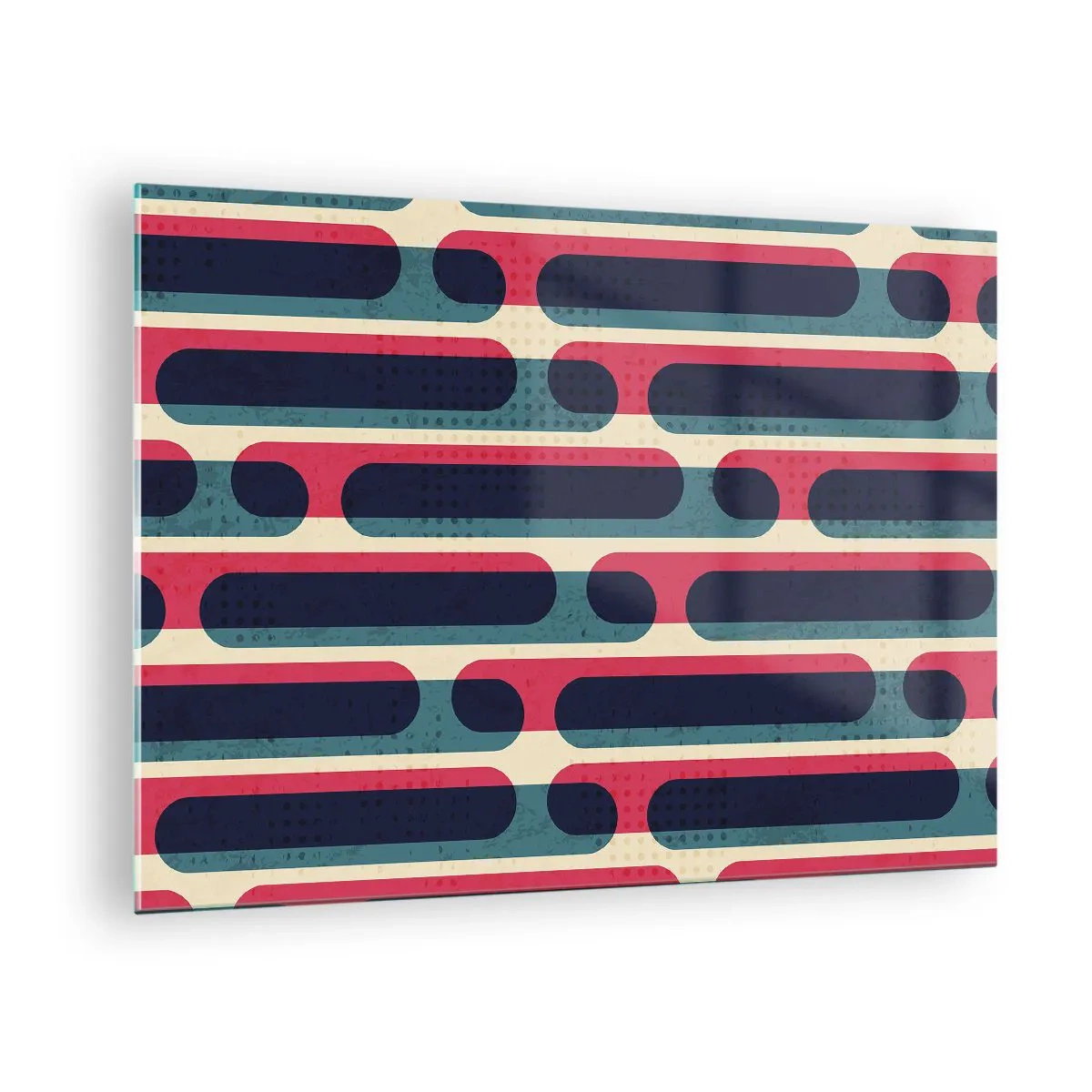 Impression sur verre - Image sur verre - Lignes rétro abstraites - 70x50cm - En profondeur et sur l'avant - Décoration murale moderne pour le salon et la chambre ARTTOR