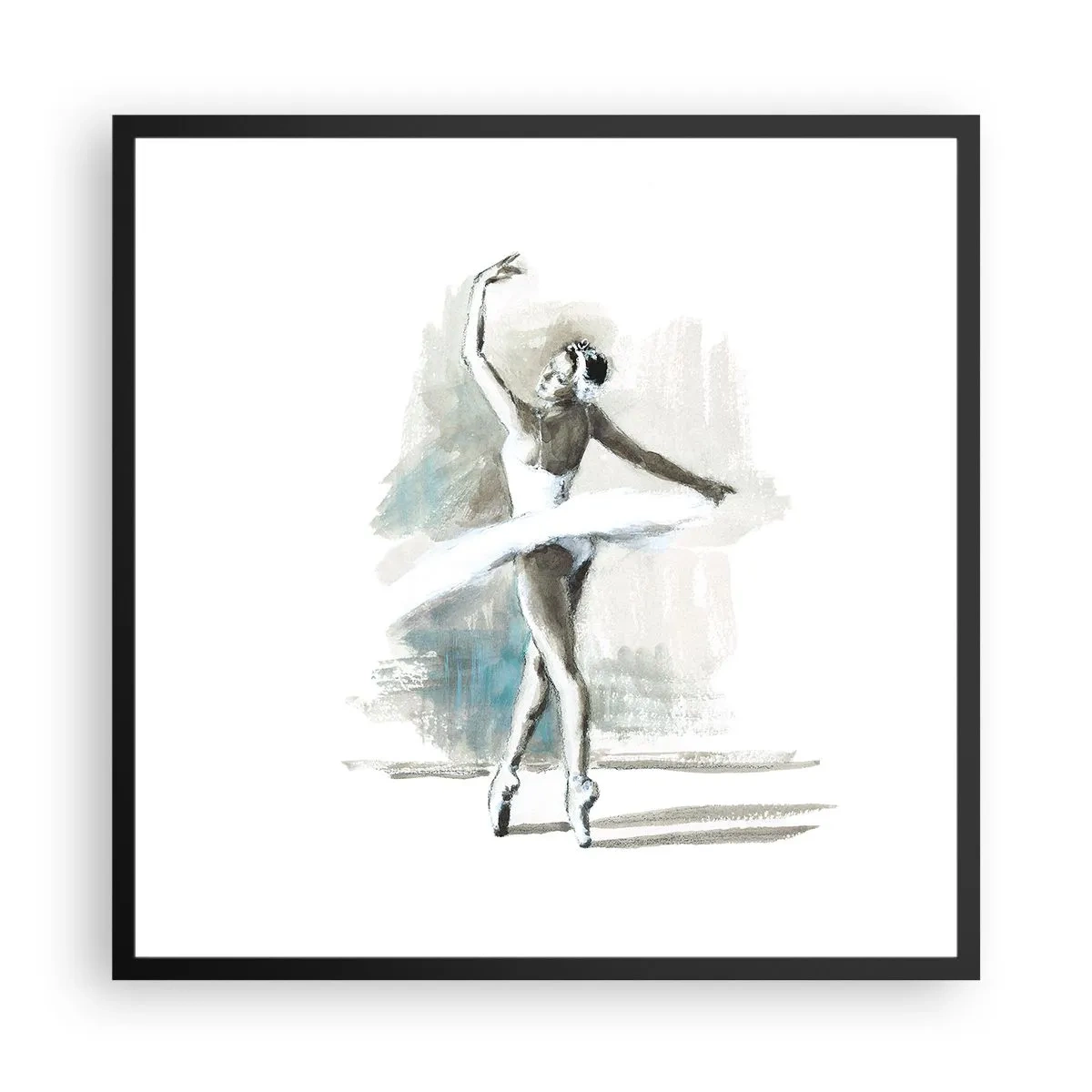 Affiche dans un cadre noir - Poster - Enchantement du cygne - 60x60 cm