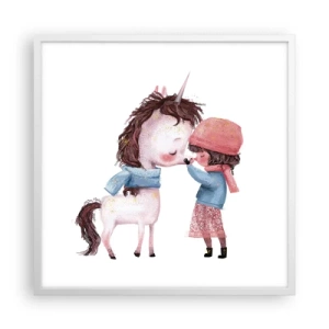 Affiche dans un cadre blanc - Poster - Histoire d'hiver - 60x60 cm