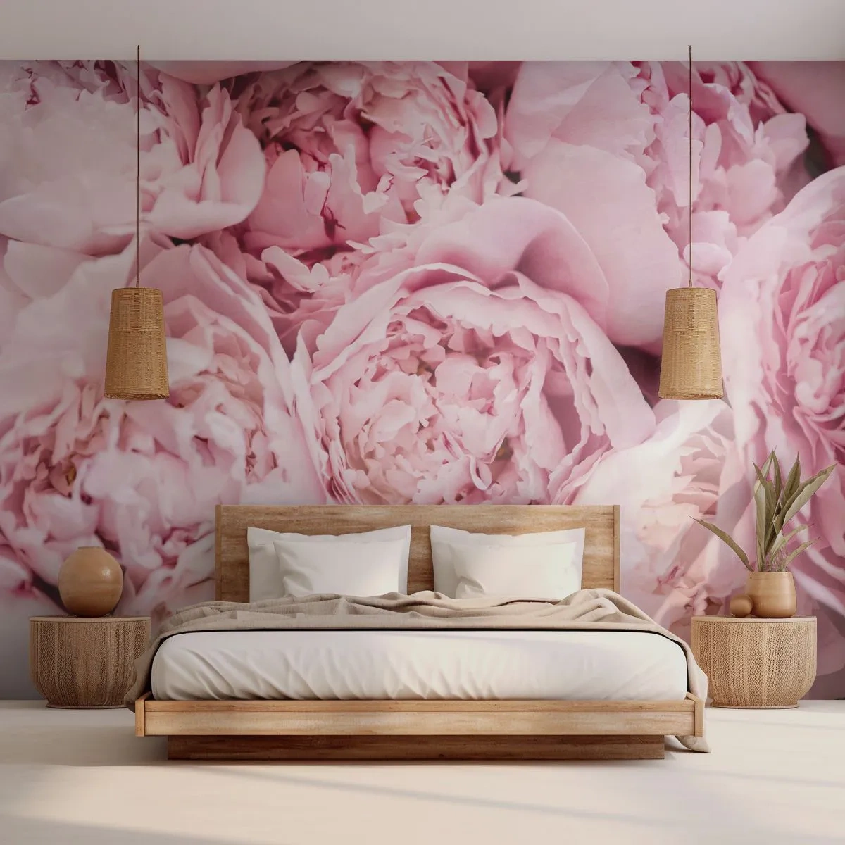 Papier Peint Photo Premium Sand - Caliné et parfumé - Pivoine, Fleurs, Bouquet de fleurs - 350x256 cm