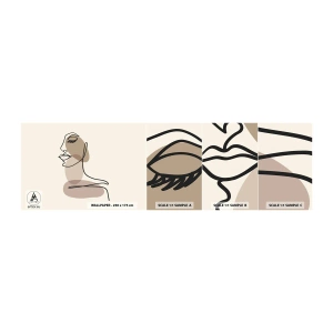 Échantillon de Papier Peint Autocollant Deluxe Sticker - Une certaine ligne de beauté - Abstraction, Visage de femme, Graphique - 100x30 cm