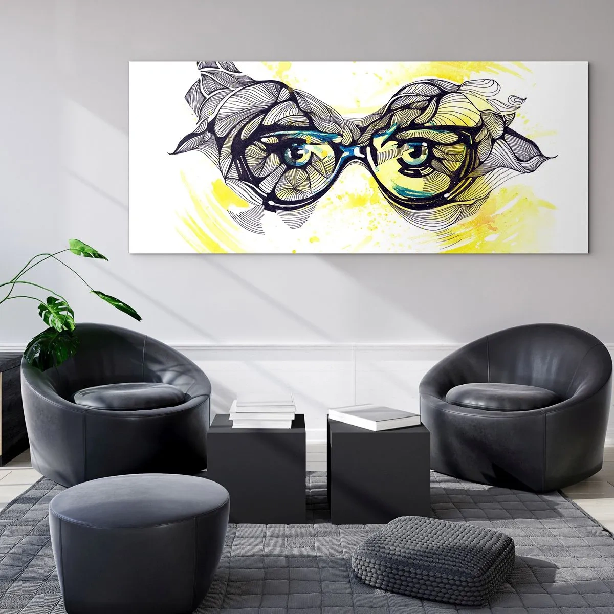 Impression sur verre - Image sur verre - À travers des lunettes bleues - 90x30 cm