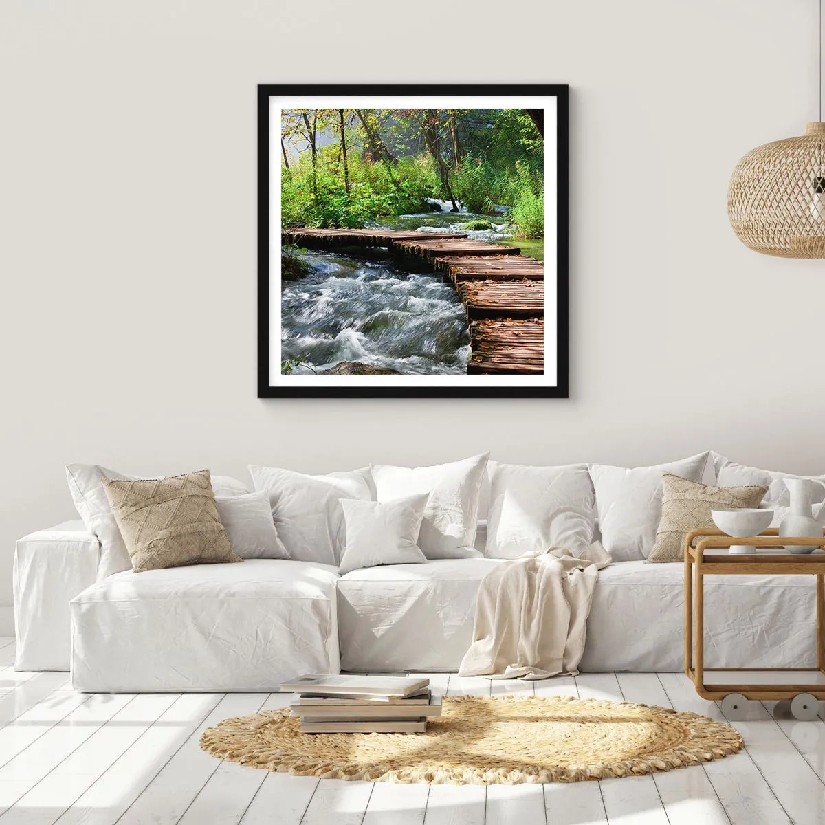 Affiche dans un cadre noir - Poster - Au-dessus de la cascade mousseuse - 30x30 cm