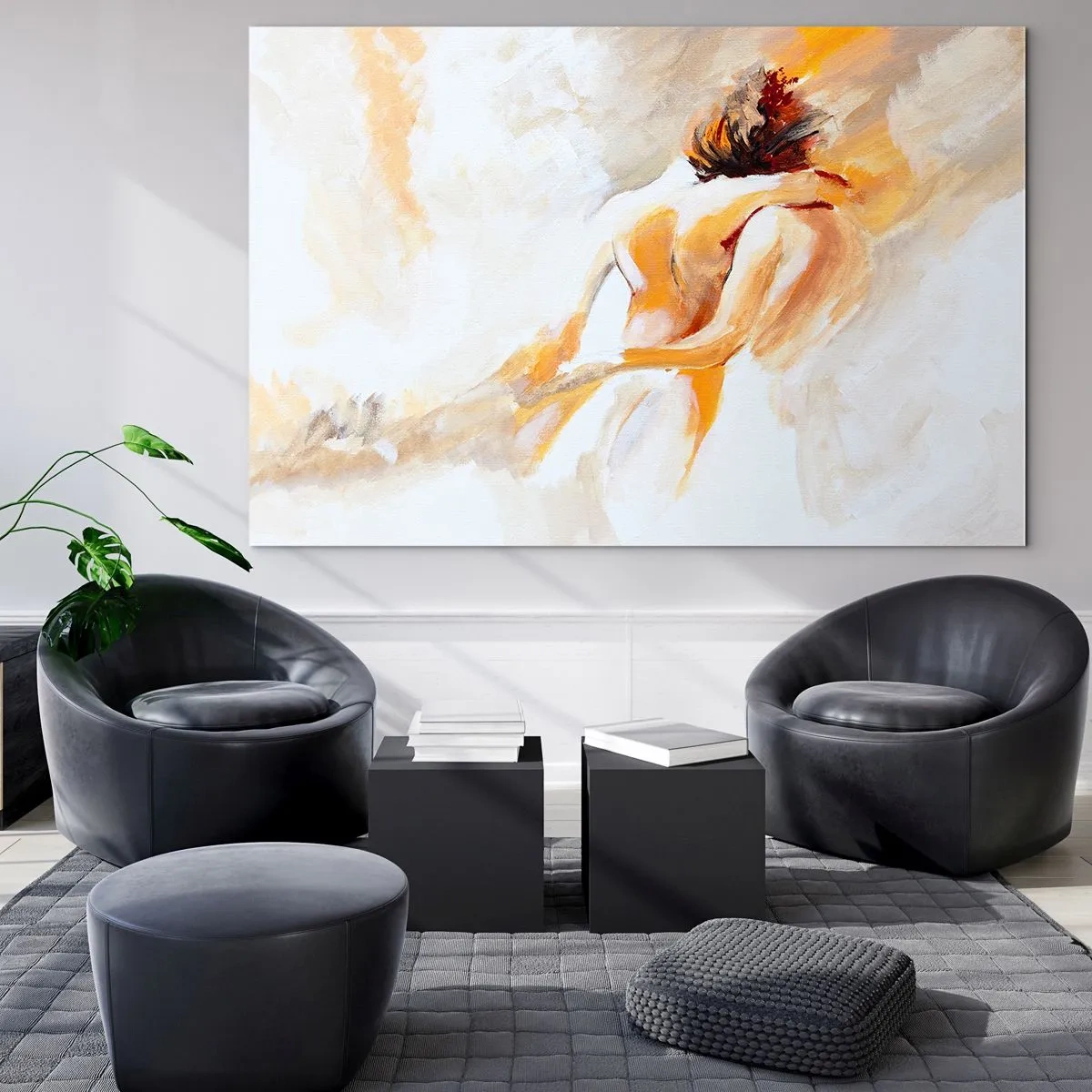 Impression sur verre - Image sur verre - Un nude délicat aux couleurs pastel chaudes - 70x50cm - Proximité dans le ciel - Décoration murale moderne pour le salon et la chambre ARTTOR