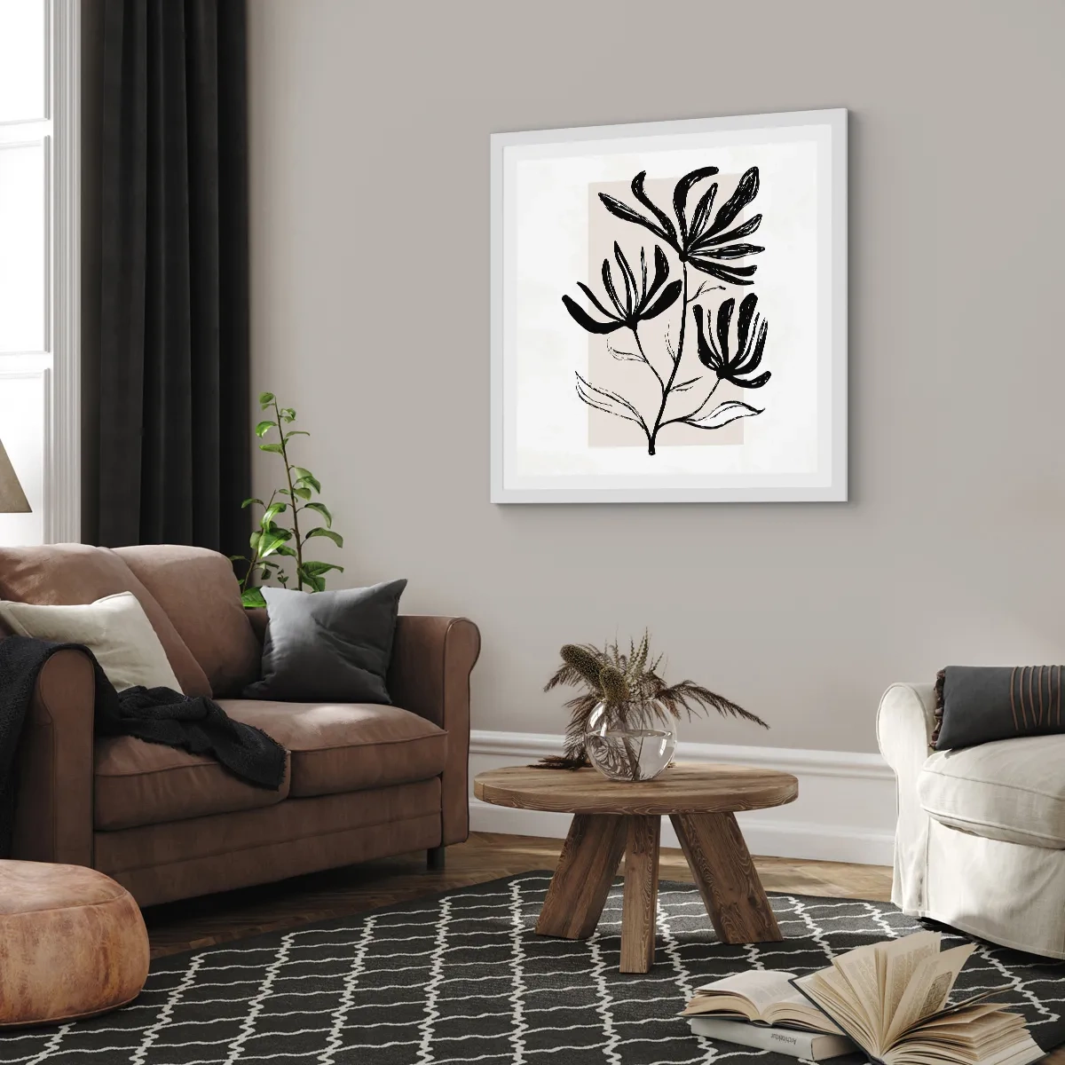 Affiche dans un cadre blanc - Poster - Esquisse pour l'herbier - 30x30 cm