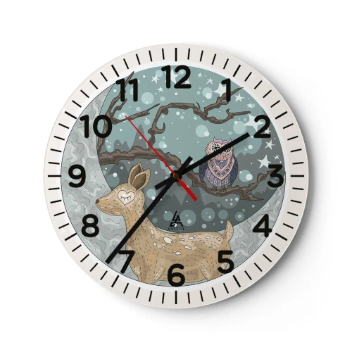 Horloge murale - Pendule murale - Une nuit de conte de fées en forêt  - 40x40 cm