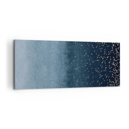 Impression sur toile - Image sur toile - Dégradés bleus avec de subtils accents dorés - 120x50cm - Composition - phases bleues - Décoration murale moderne pour le salon et la chambre ARTTOR