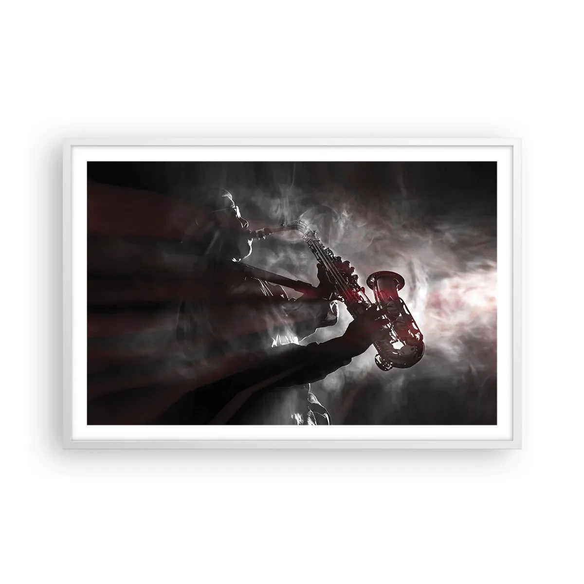 Affiche dans un cadre blanc - Poster - Dans les brumes du jazz - 91x61 cm