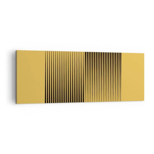 Impression sur toile - Image sur toile - Lignes noires verticales sur fond jaune - 140x50cm - Cadre opposé - Décoration murale moderne pour le salon et la chambre ARTTOR