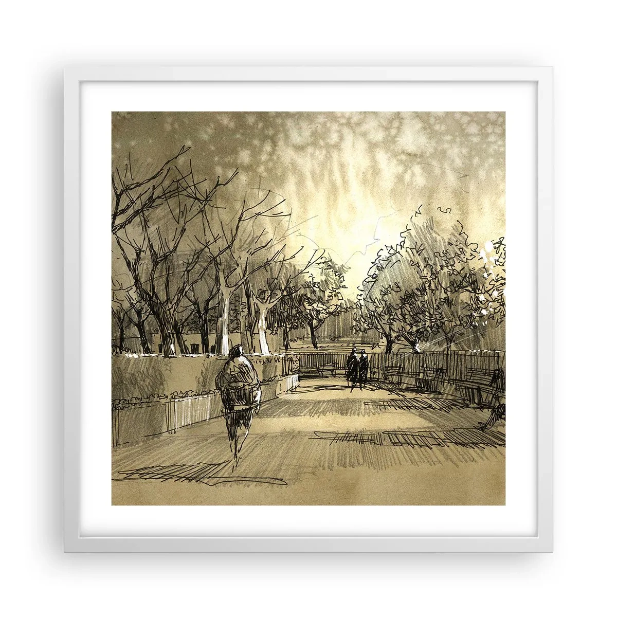 Affiche dans un cadre blanc - Poster - Un moment arrêté avec une plume - 50x50 cm