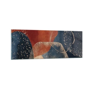 Impression sur verre - Image sur verre - Formes abstraites dans des tons de rouge et de bleu - 140x50cm - La légèreté de l'être - Décoration murale moderne pour le salon et la chambre ARTTOR