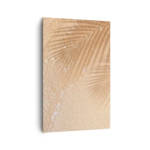 Impression sur toile - Image sur toile - L'ombre d'un palmier sur le sable avec un délicat motif de vagues - 80x120cm - Ombre d'un été chaud - Décoration murale moderne pour le salon et la chambre ARTTOR