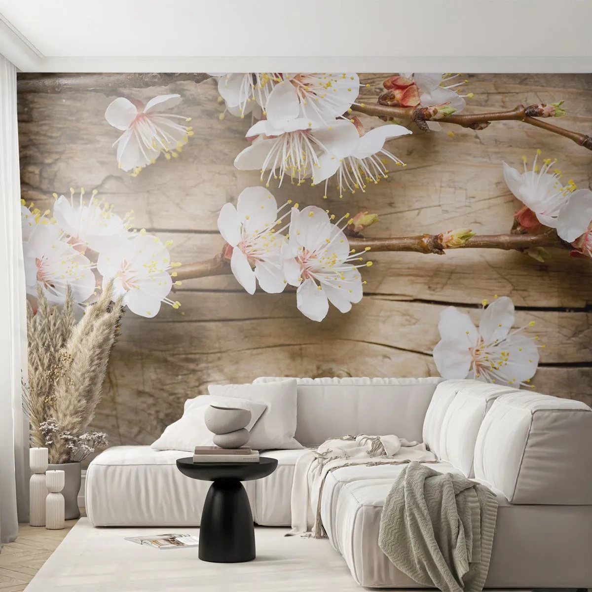 Papier Peint Photo Standard Eco - Et c'est devenu le printemps - Fleurs, Brindille avec des fleurs, Nature - 400x280 cm