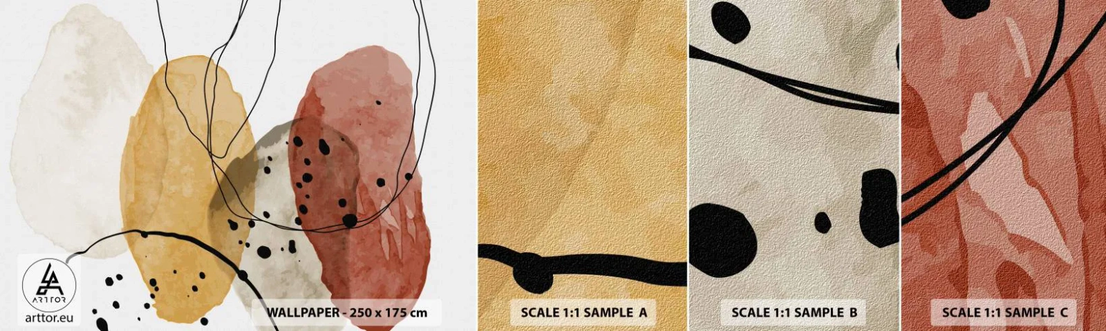 Échantillon De Papier Peint Standard Eco - Léger et transparent comme l'air - Abstraction, Morceau, Art moderne - 100x30 cm