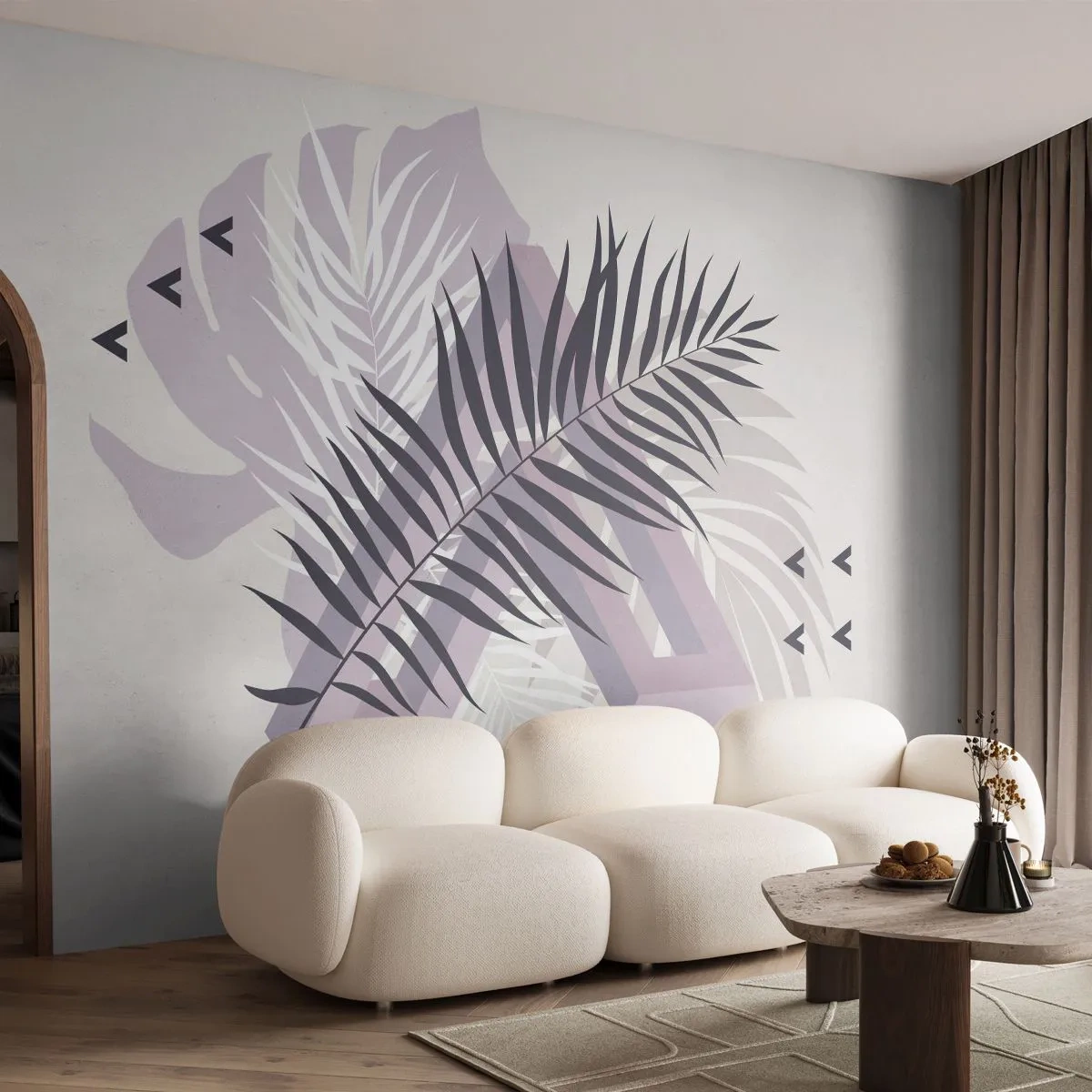 Papier Peint Autocollant Deluxe Sticker - L'ombre de l'obscurité - Graphique, Feuille de palmier, Morceau - 250x175 cm