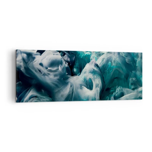 Impression sur toile - Image sur toile - Vagues abstraites dynamiques dans des tons de bleu et de blanc - 140x50cm - Mouvement des couleurs - Décoration murale moderne pour le salon et la chambre ARTTOR