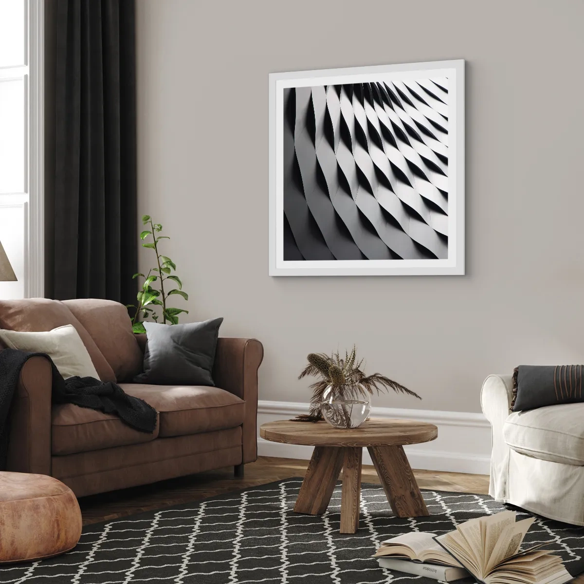 Affiche dans un cadre blanc - Poster - A la surface des vagues - 30x30 cm