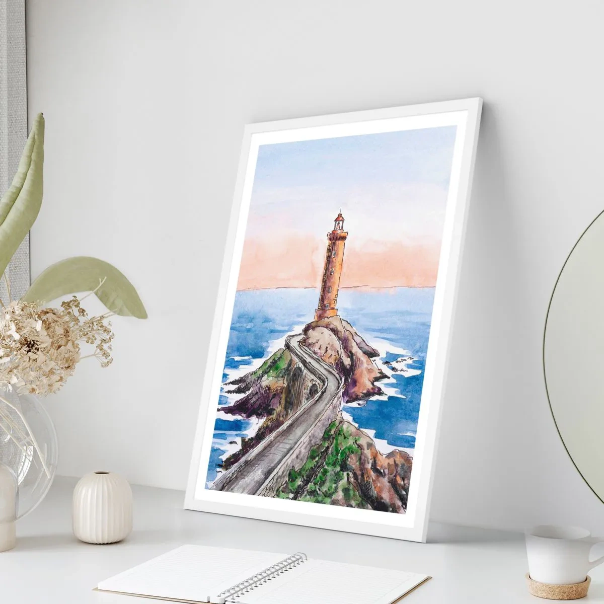 Affiche dans un cadre blanc - Poster - Face à la mer - 50x70 cm