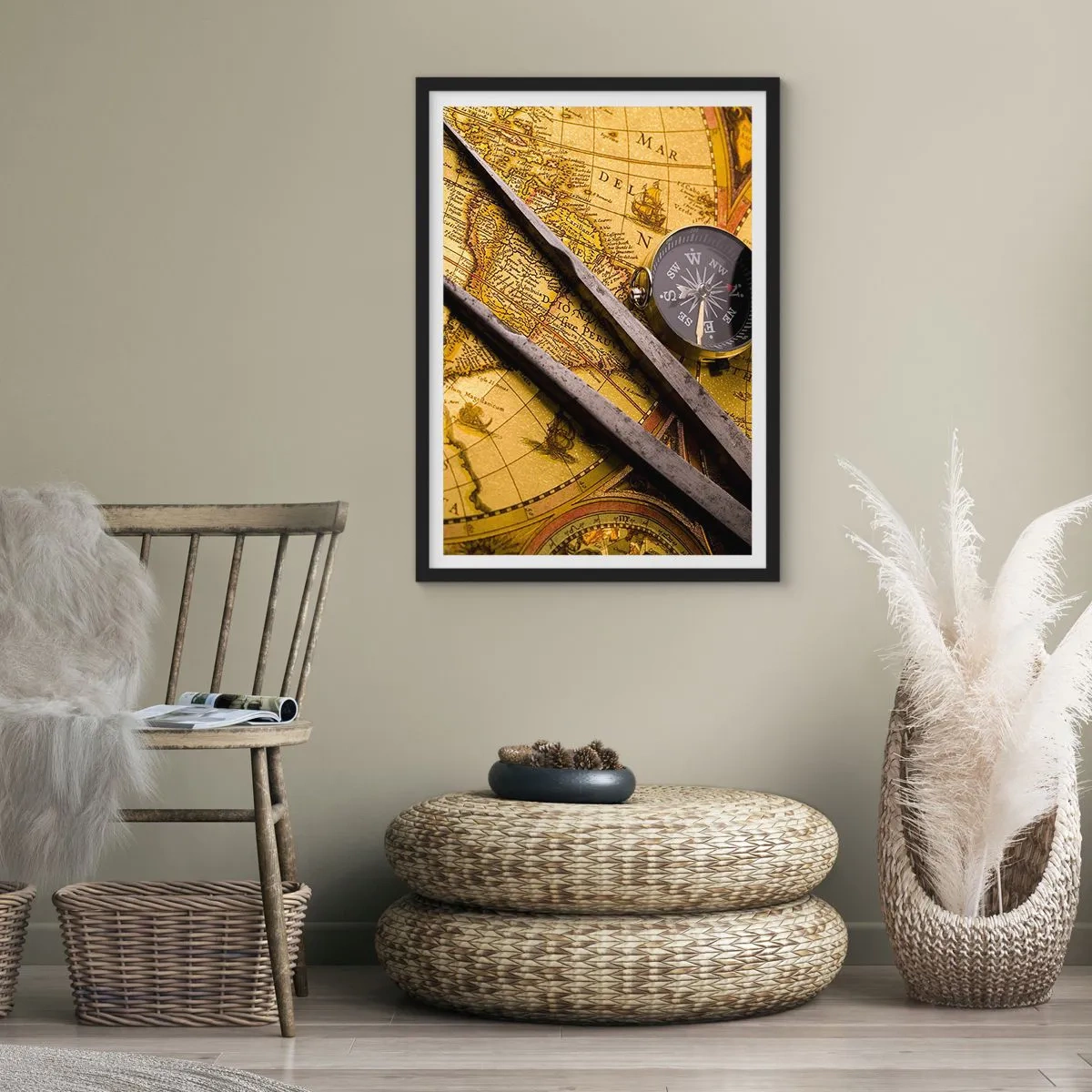 Affiche dans un cadre noir - Poster - Où sont ces trésors? - 40x50 cm