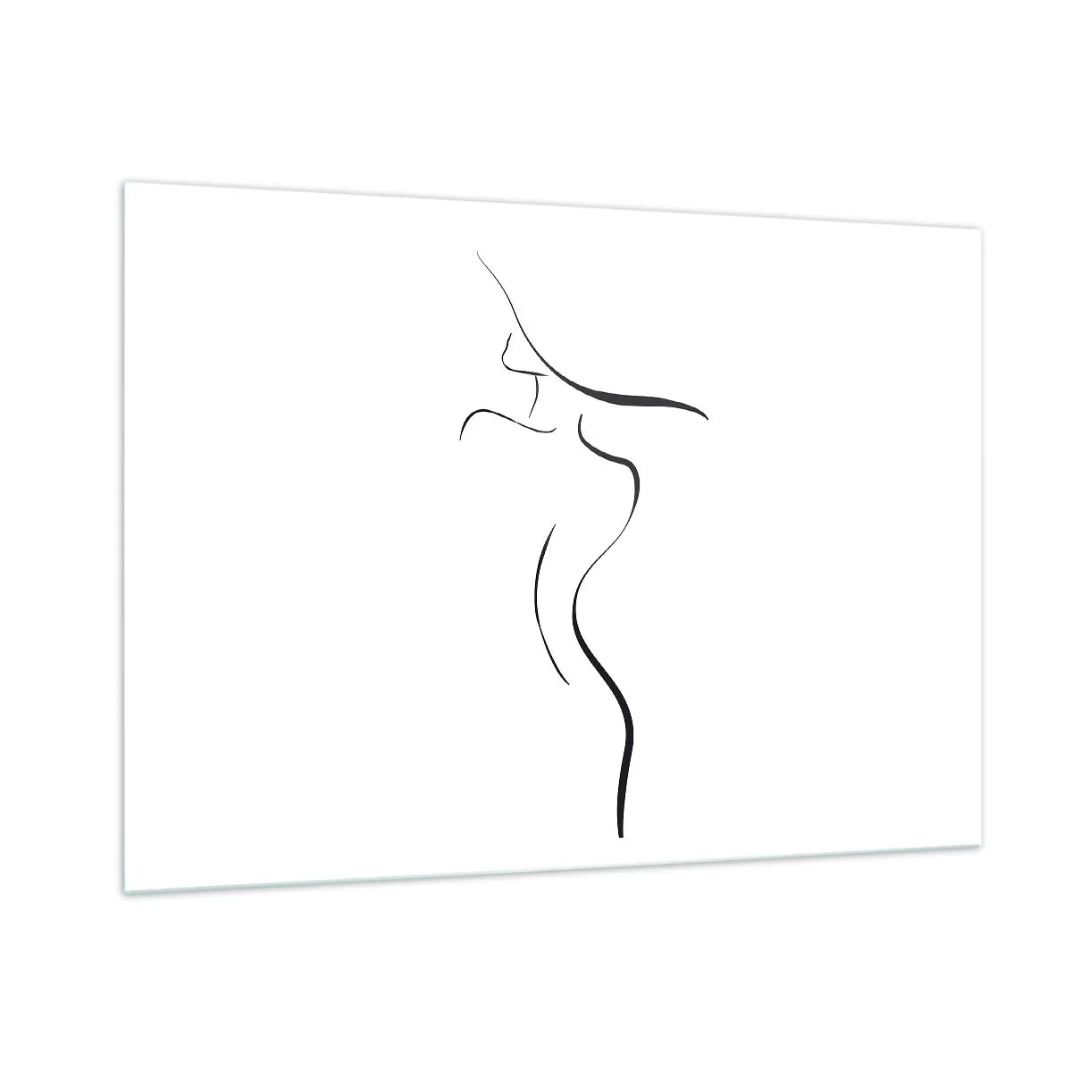 Impression sur verre - Image sur verre - Contour minimaliste d'une silhouette féminine en noir et blanc - 100x70cm - Insaisissable comme une vague - Décoration murale moderne pour le salon et la chambre ARTTOR