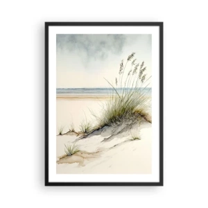 Affiche dans un cadre noir - Poster - Caressé par le vent - herbes sur les dunes près de la plage - 50x70cm - Choyé par le vent - Décoration murale moderne pour le salon et la chambre ARTTOR
