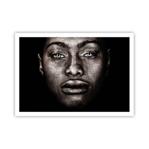 Affiche - Poster - Portrait d'un visage avec une seule larme sur fond noir - 100x70cm - Une larme - Décoration murale moderne pour le salon et la chambre ARTTOR