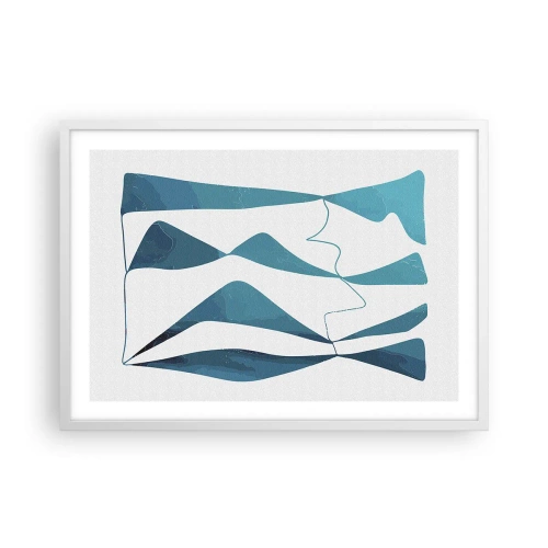 Affiche dans un cadre blanc - Poster - Abstraction : composé turquoise - 70x50 cm