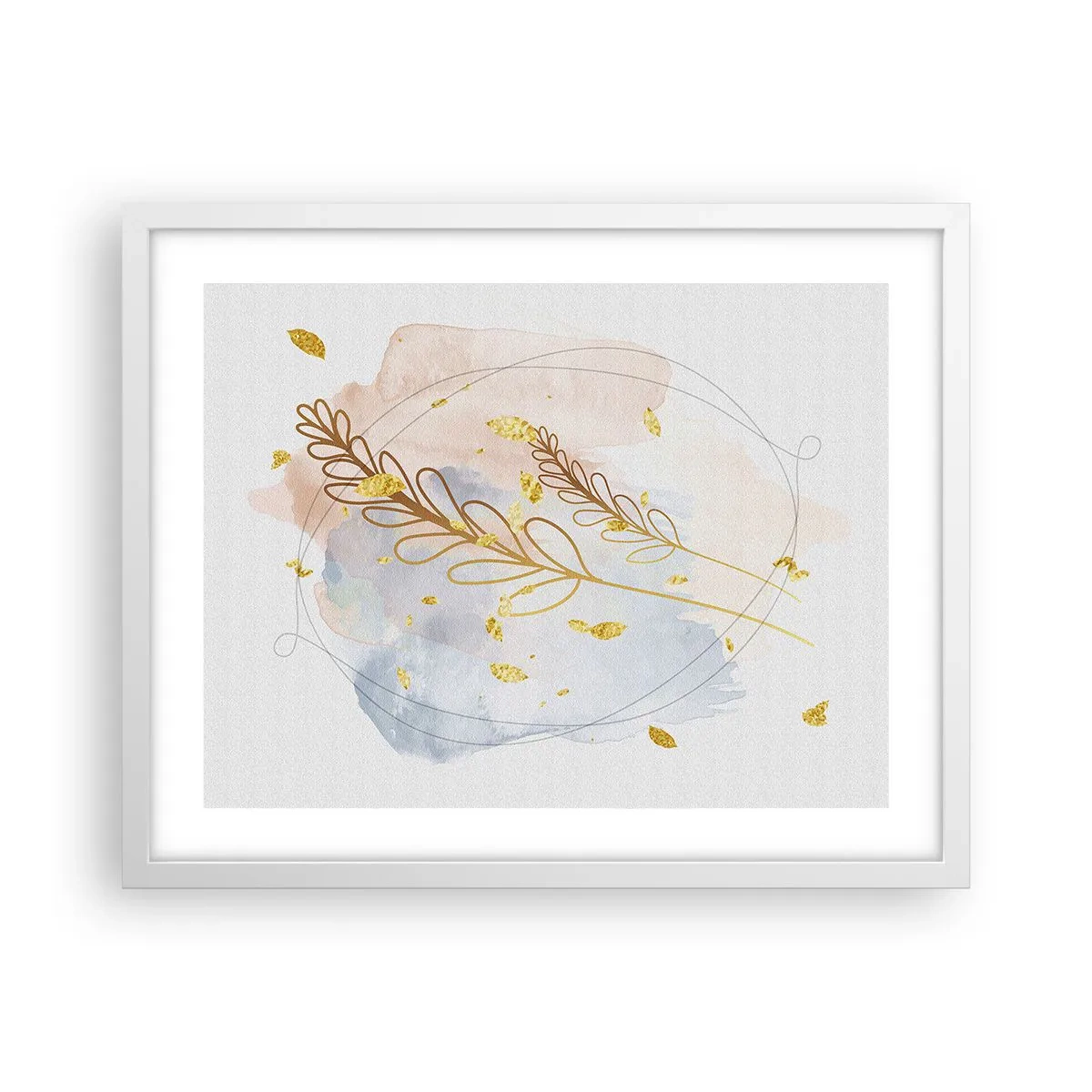 Affiche dans un cadre blanc - Poster - Explosion d'or - 50x40 cm