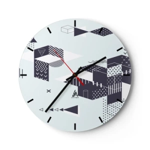 Horloge murale - Pendule murale - Motifs géométriques en noir et blanc - 30x30cm - Dans l'âme d'un mathématicien - Décoration murale moderne pour le salon, la cuisine et la chambre ARTTOR