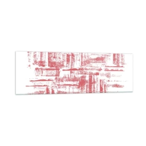 Impression sur verre - Image sur verre - Textures roses abstraites sur fond blanc - 160x50cm - La ville rouge - Décoration murale moderne pour le salon et la chambre ARTTOR