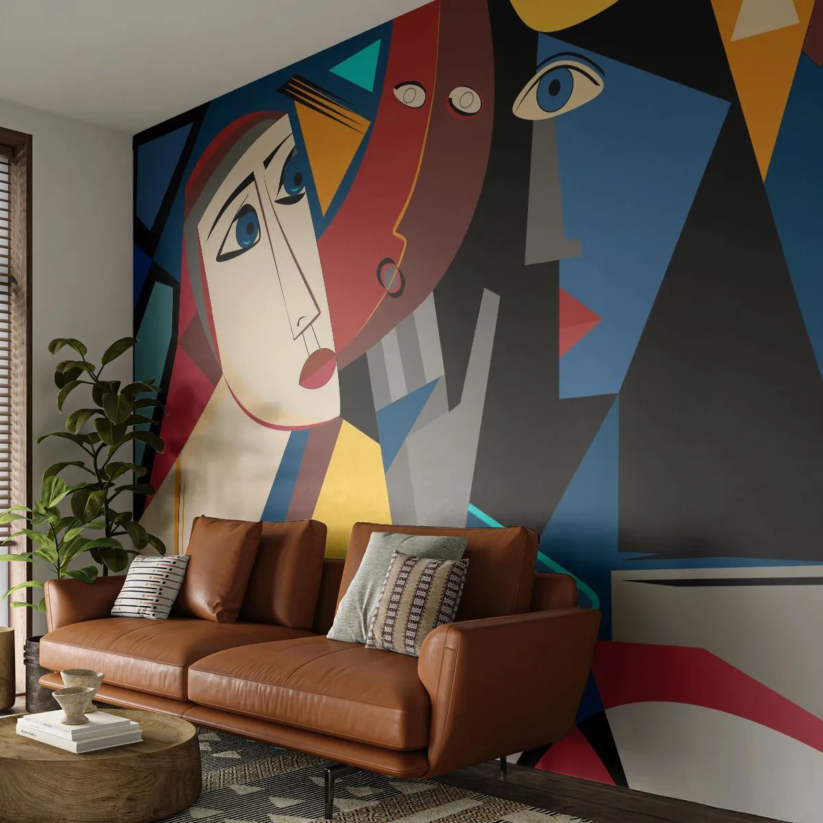 Papier Peint Photo Premium Canvas - Une conversation entre cubistes - Personnes, Cubisme, Portrait - 250x175 cm