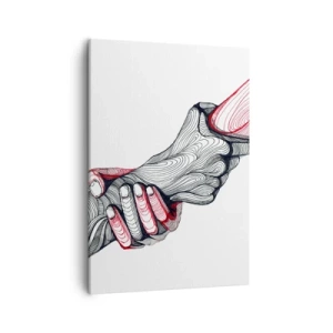 Impression sur toile - Image sur toile - Des mains artistiques se tenant l'une l'autre dans un style minimaliste - 50x70cm - Vous êtes entre de bonnes mains - Décoration murale moderne pour le salon et la chambre ARTTOR