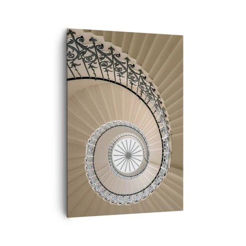Impression sur toile - Image sur toile - Escalier en colimaçon dans une approche géométrique élégante - 70x100cm - À l'intérieur de la coquille - Décoration murale moderne pour le salon et la chambre ARTTOR