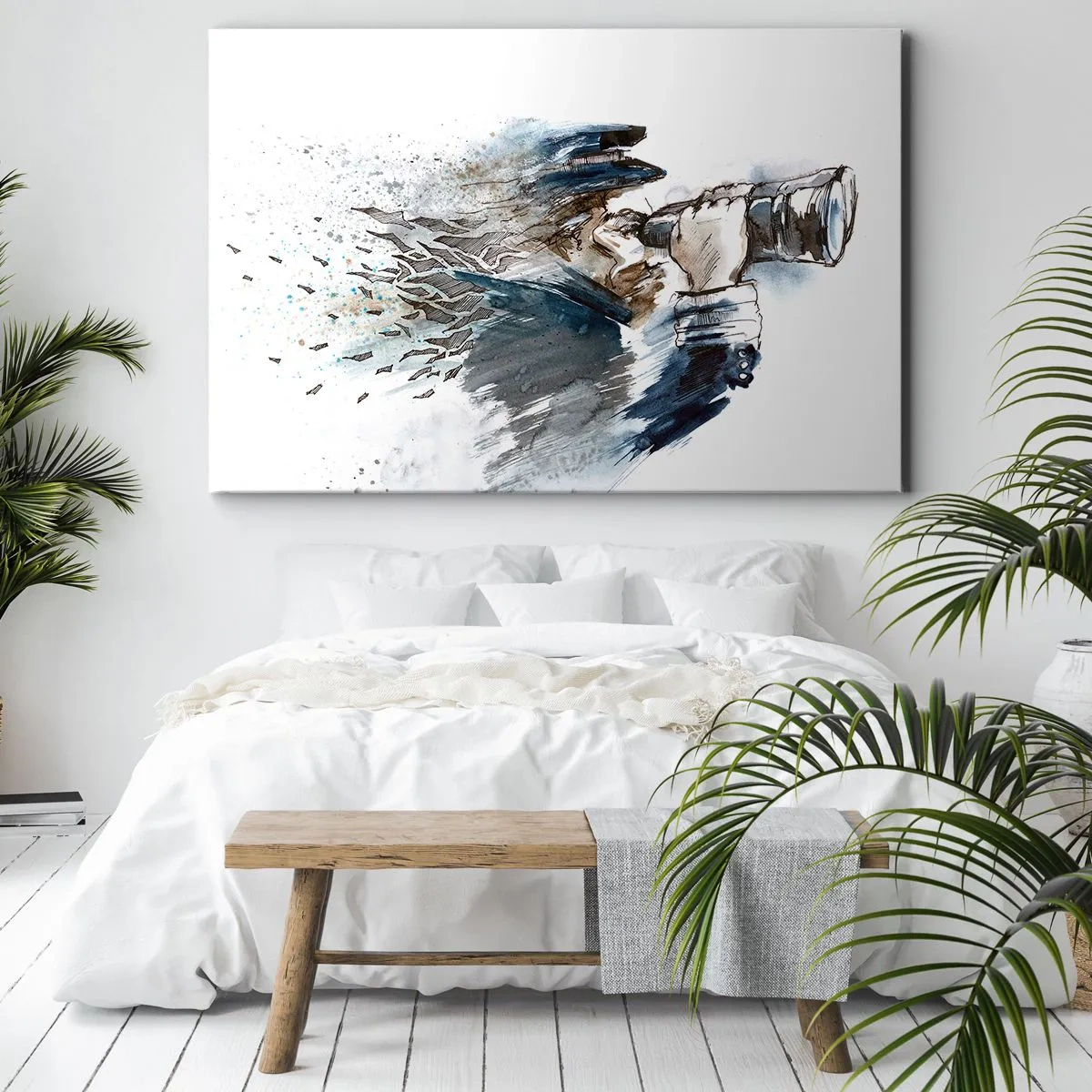 Impression sur toile - Image sur toile - Un capitaine avec des jumelles dans une scène d'aquarelle dynamique - 70x50cm - Dix sur l'échelle de Beaufort ! - Décoration murale moderne pour le salon et la chambre ARTTOR