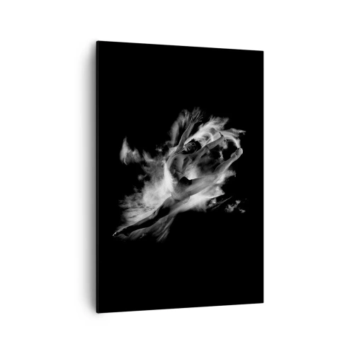 Impression sur toile - Image sur toile - Une danseuse dans une pose dynamique sur fond noir - 70x100cm - Coincé en l'air - Décoration murale moderne pour le salon et la chambre ARTTOR