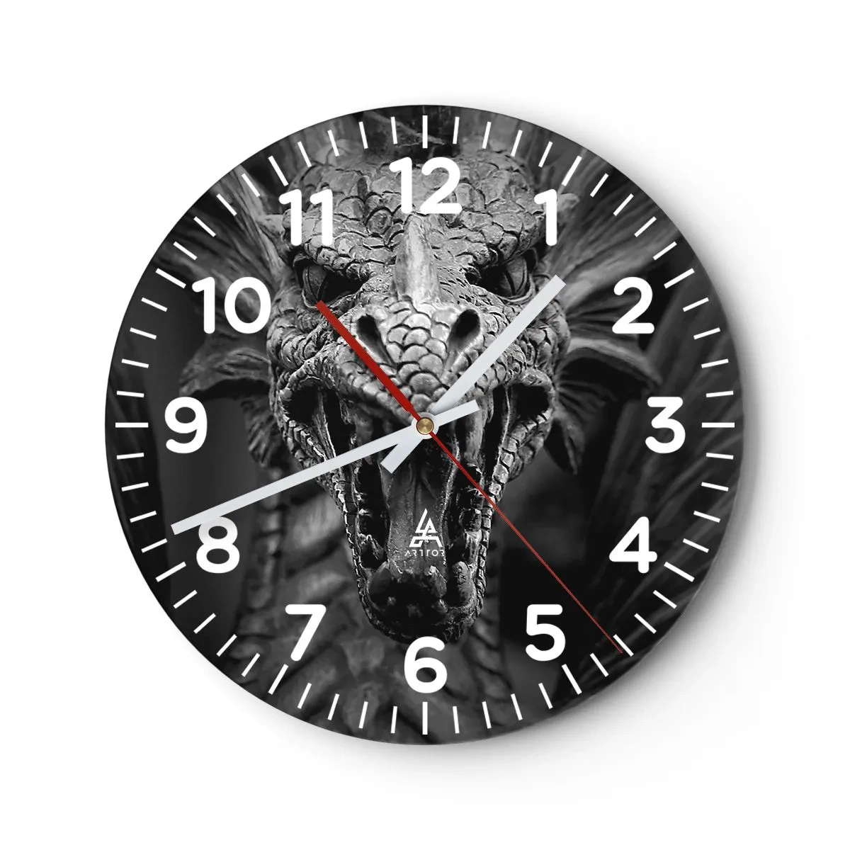 Horloge murale - Pendule murale - Un dragon imaginaire grisâtre - 40x40 cm