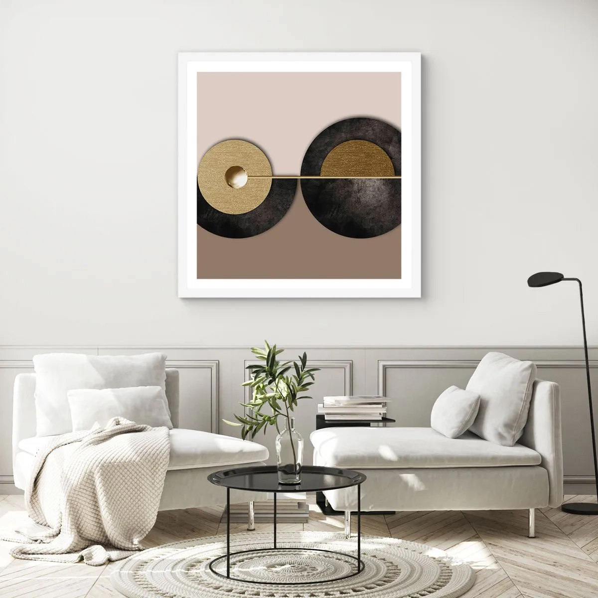 Affiche dans un cadre blanc - Poster - Variations autour du cercle - 60x60 cm