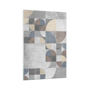 Impression sur verre - Image sur verre - Motif géométrique dans des tons pastel - 70x100cm - Fantaisie de la céramique  - Décoration murale moderne pour le salon et la chambre ARTTOR