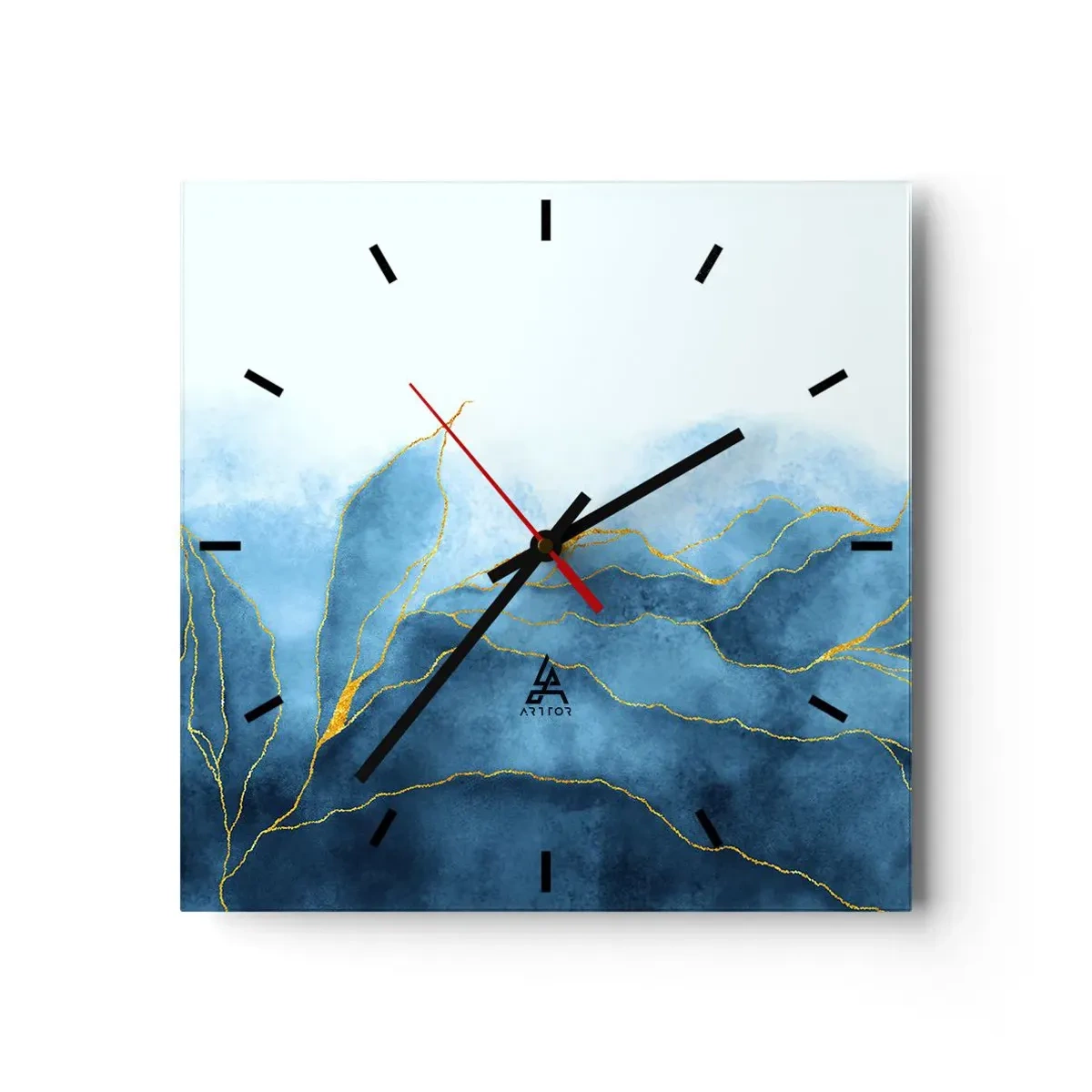 Horloge murale - Pendule murale - Bleu doré - 40x40 cm