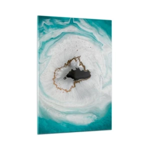 Impression sur verre - Image sur verre - Une forme abstraite ressemblant à une coupe transversale d'un minéral - 50x70cm - Pénétrer à l'intérieur - Décoration murale moderne pour le salon et la chambre ARTTOR