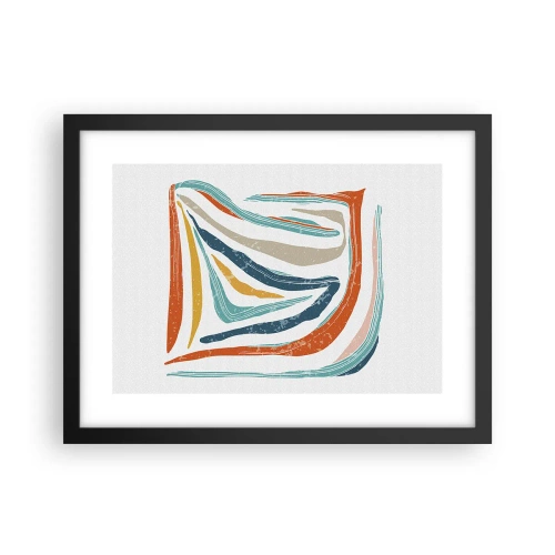 Affiche dans un cadre noir - Poster - Abstraction avec un sourire amical - 40x30 cm