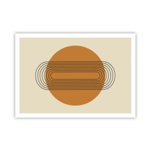Affiche - Poster - Motif géométrique avec des cercles et des lignes orange - 100x70cm - Plan idéal - Décoration murale moderne pour le salon et la chambre ARTTOR