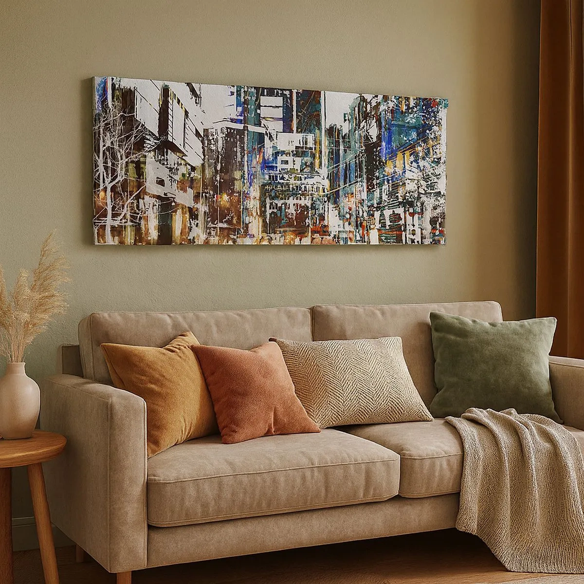 Impression sur toile - Image sur toile - Une ville chatoyante - 100x40 cm