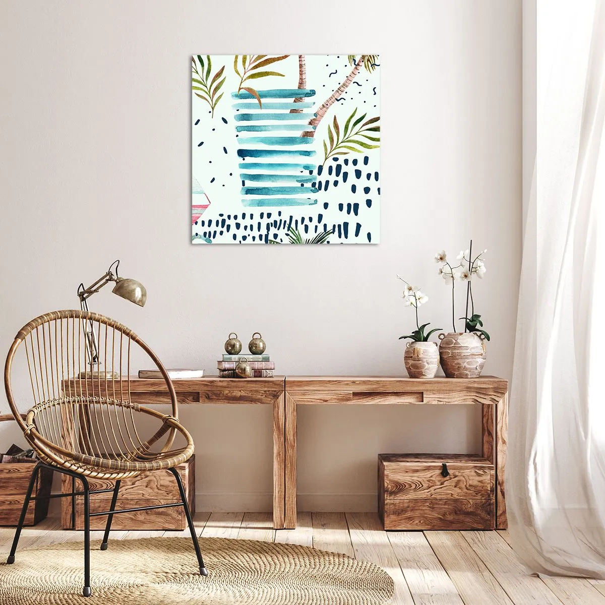 Impression sur toile - Image sur toile - Des vacances sous les palmiers - 30x30 cm