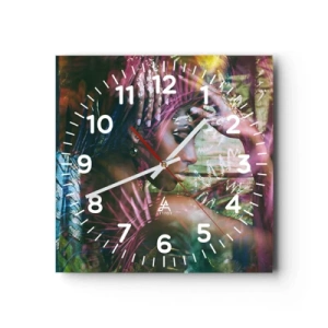 Horloge murale - Pendule murale - Dame Nature dans la jungle - 40x40 cm