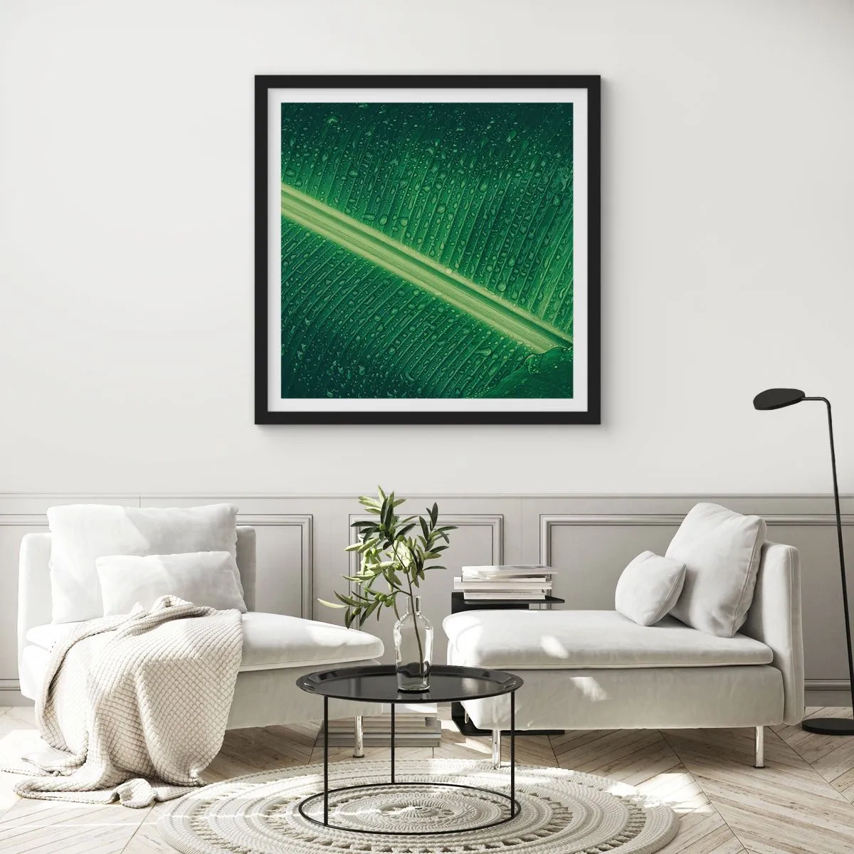 Affiche dans un cadre noir - Poster - Structure de vert - 30x30 cm