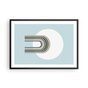 Affiche dans un cadre noir - Poster - Une composition minimaliste avec un cercle et des lignes sur un fond pastel. - 70x50cm - Attraction irrésistible - Décoration murale moderne pour le salon et la chambre ARTTOR